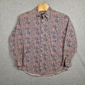 Vintage J Crew Orasman Shirt Mens XL Red Blue Paisley Button Down Cotton 90s
